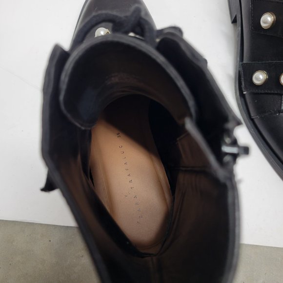 Bloggers Fav Zara Pearl Moto Biker Boots - Picture 13 of 15